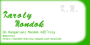 karoly mondok business card